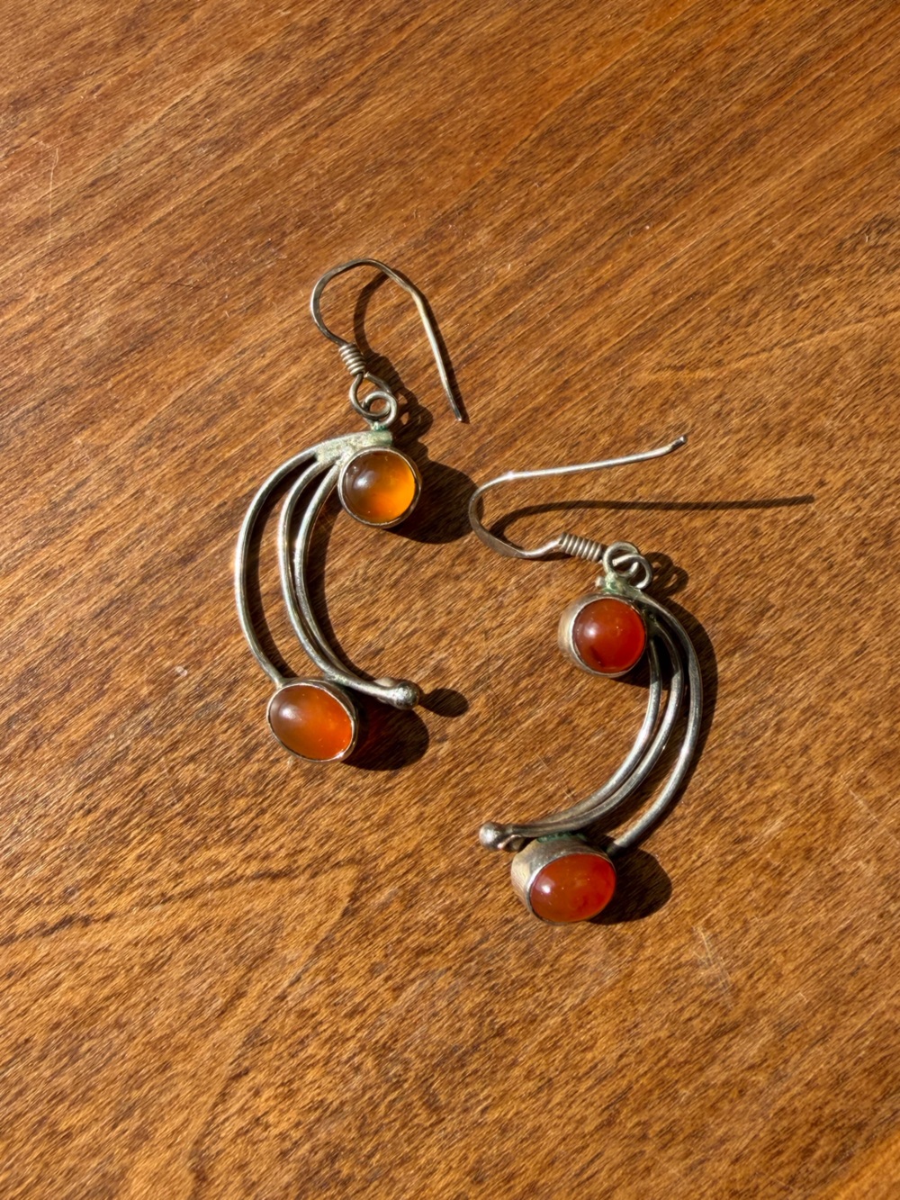 Sterling Silver Orange Carnelian Drop Earrings